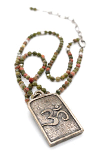 Buddha Necklace 53 - Unakite Buddha Necklace - One of a Kind -