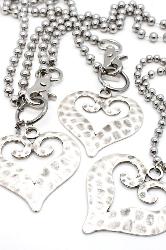 Open Heart Convertible Silver Chain Necklace