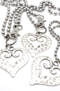 Open Heart Convertible Silver Chain Necklace
