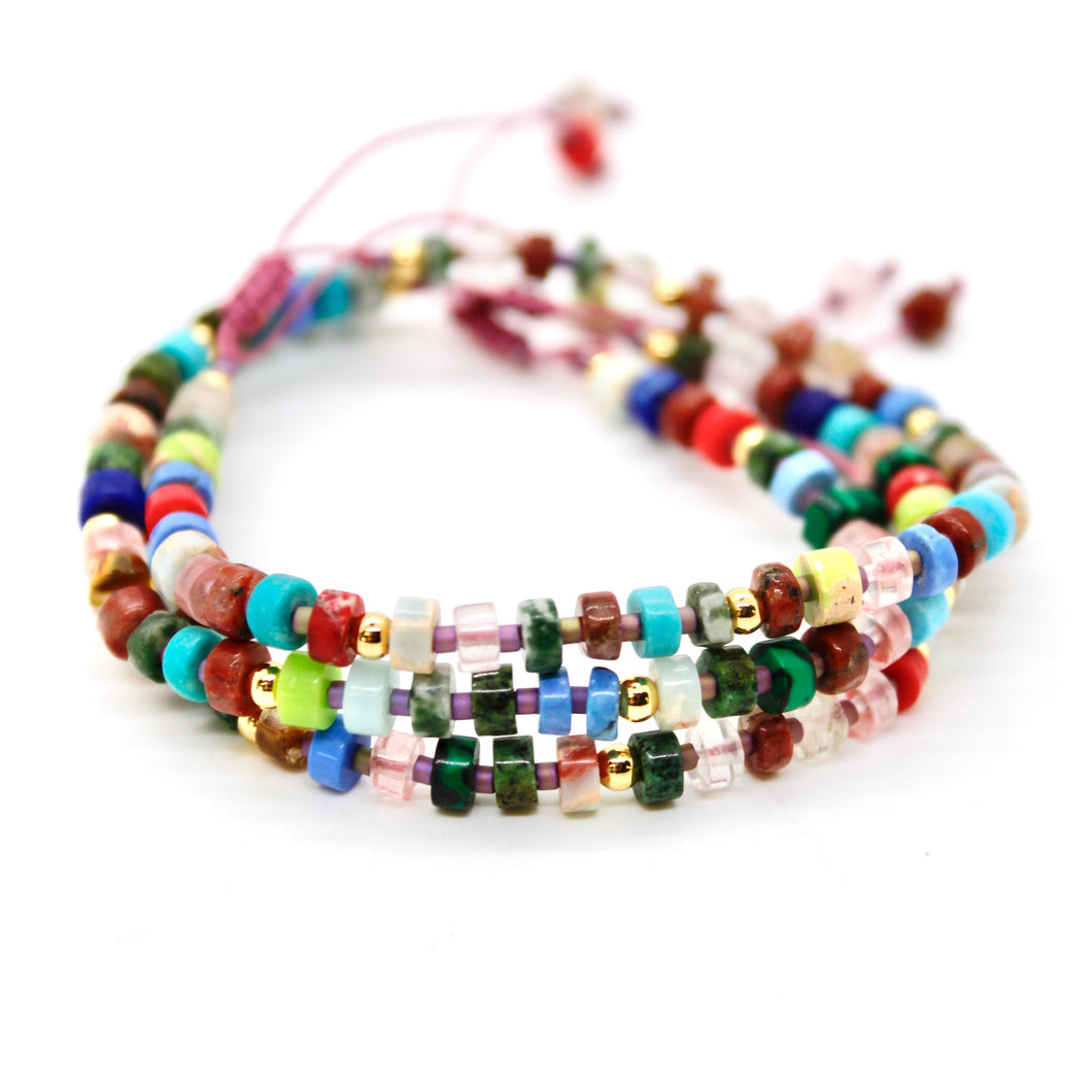 Multi Stone Single String Bracelet - B7-018D