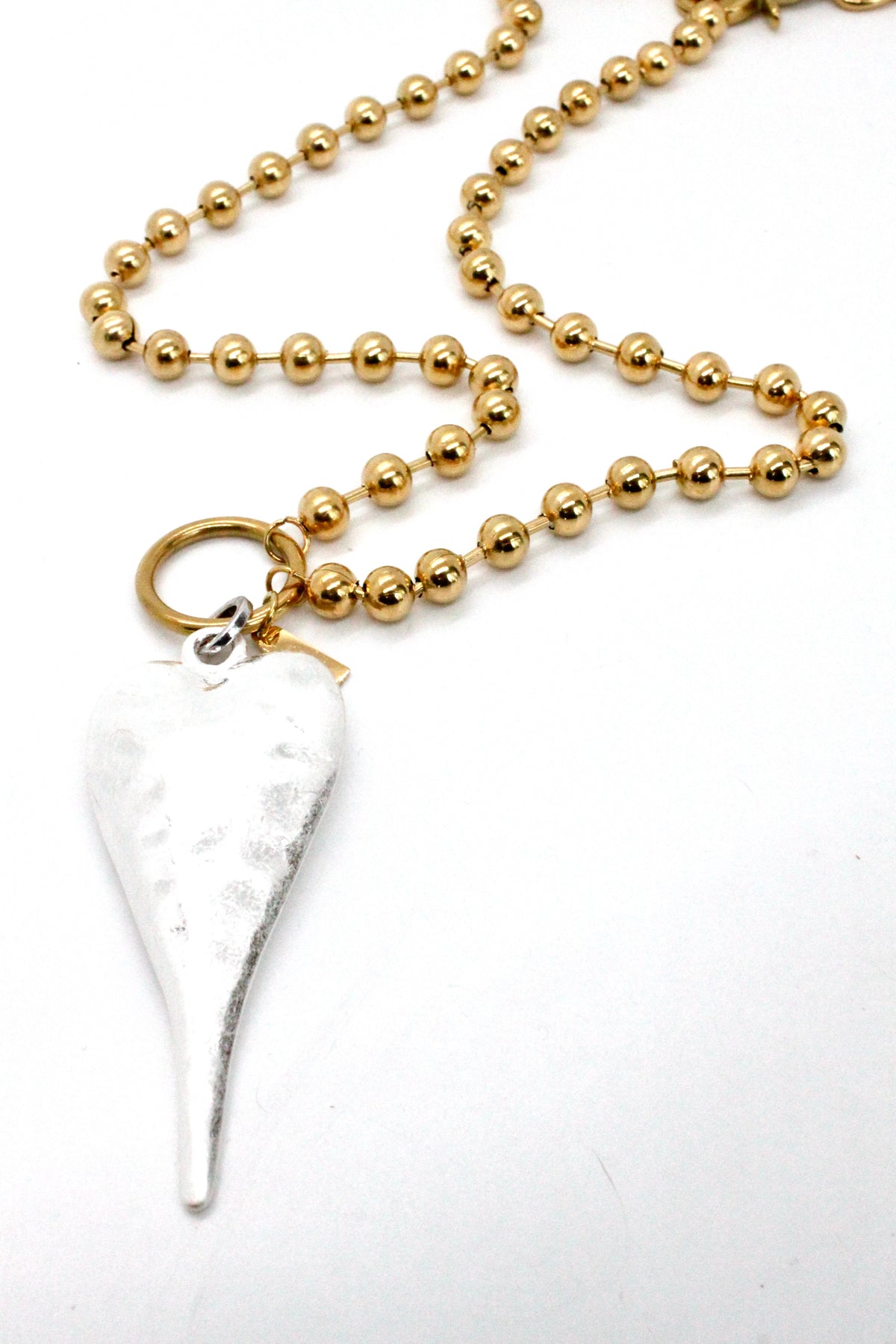 Extra Large Silver Heart Necklace to Wear Short or Long -N2-2178GD