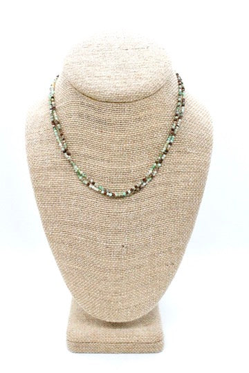 Delicate Faceted Mini Semi Precious Stone Beaded Necklace - N9-110