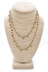 Pyrite Long 24K Gold Plate Chain Necklace