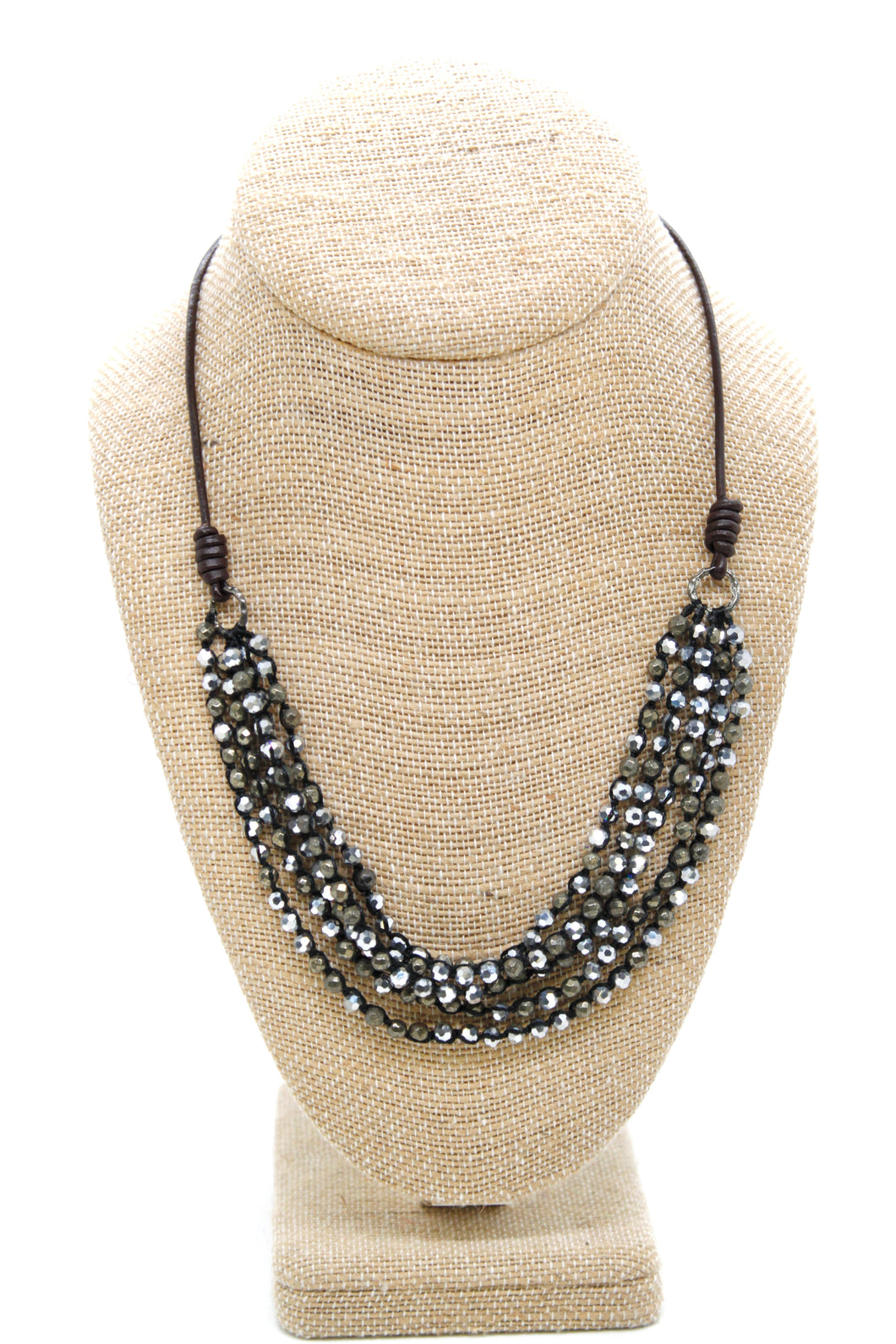Semi Precious Stone Multi Strand Short Necklace - N4-010
