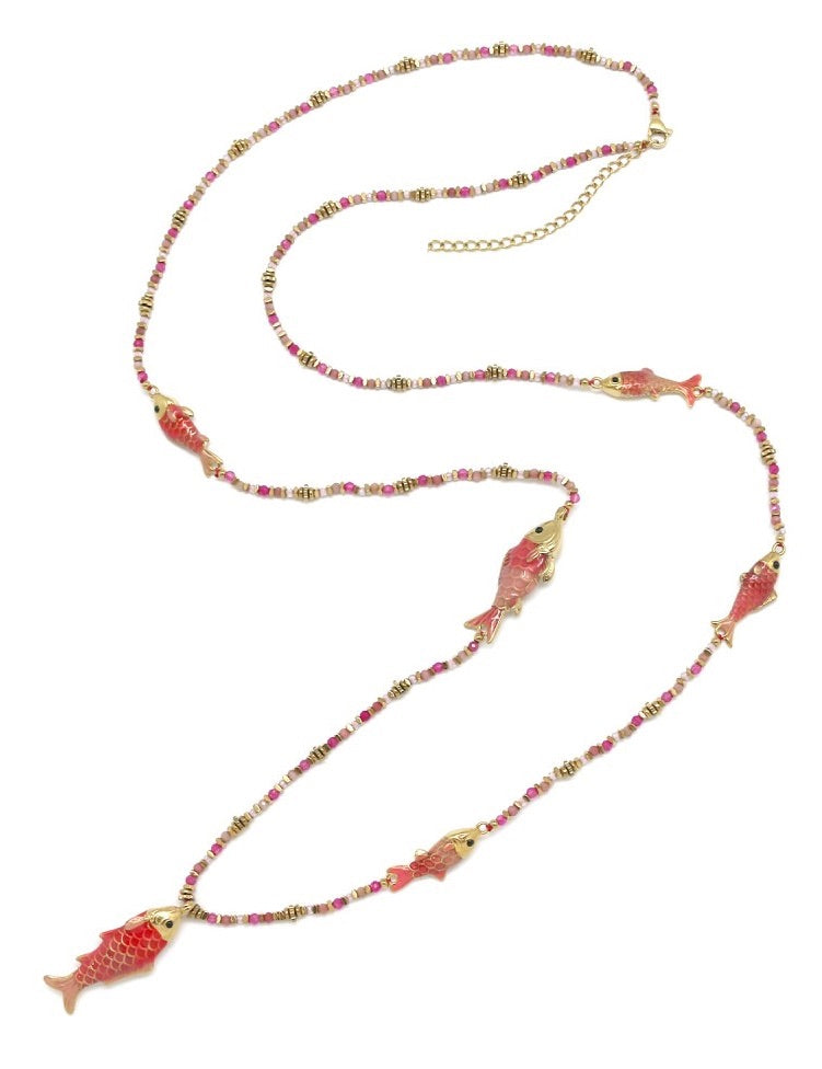 Stone Fish Lariat Necklace - N2-2596