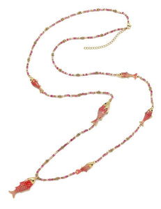 Stone Fish Lariat Necklace - N2-2596