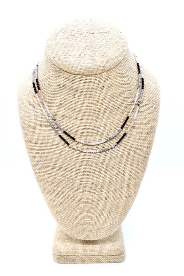 Delicate Faceted Mini Semi Precious Stone Mix Beaded Necklace - N9-015