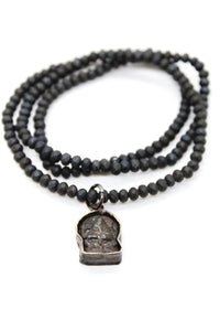 Matte Crystal Necklace with Small Buddha -Buddha Collection-