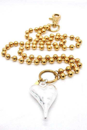 Heavy Silver Heart Pendant Convertible Gold Chain Necklace