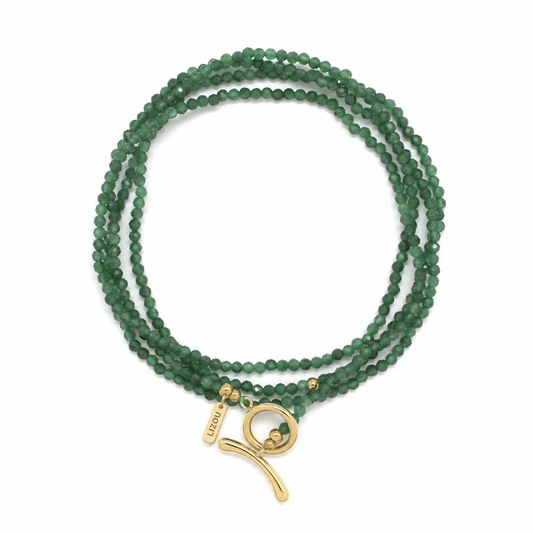 Green Tourmaline Toggle Clasp Wrap Bracelet or Necklace - N2-2785K