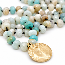Load image into Gallery viewer, Faceted Amazonite Hand-knotted Long Religious Medal Necklace - FMN02
