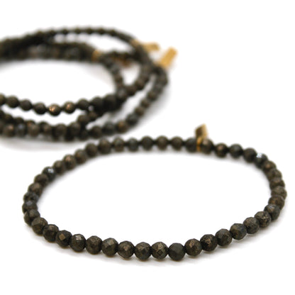Faceted Pyrite 4mm Stretch Bracelet - B7-020