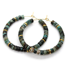 Load image into Gallery viewer, Natural Stone Hoop Earrings on Gold -Stone Collection-
