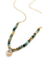 Load image into Gallery viewer, African Turquoise Necklace with Zircon Drop -French Flair Collection-
