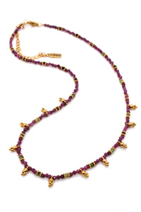Short Mini Charm Purple Tourmaline Necklace - N2-2611T