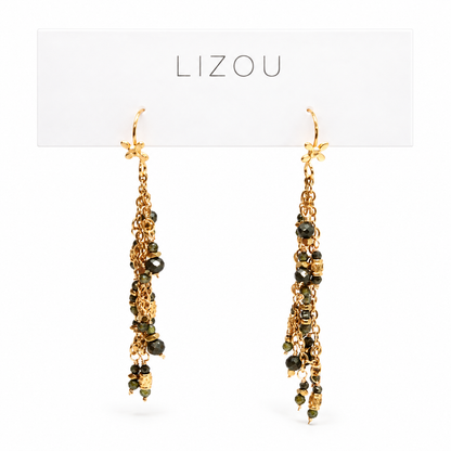 Pyrite and Gold Mini Charm Dangle Earrings - E4-325
