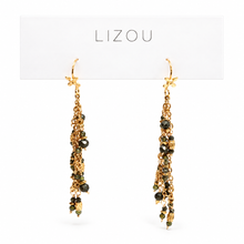 Load image into Gallery viewer, Pyrite and Gold Mini Charm Dangle Earrings - E4-325
