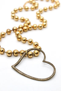 Single Gold Plate Ball Chain Necklace with Brass Heart Charm N2-S475g -The Classics Collection-