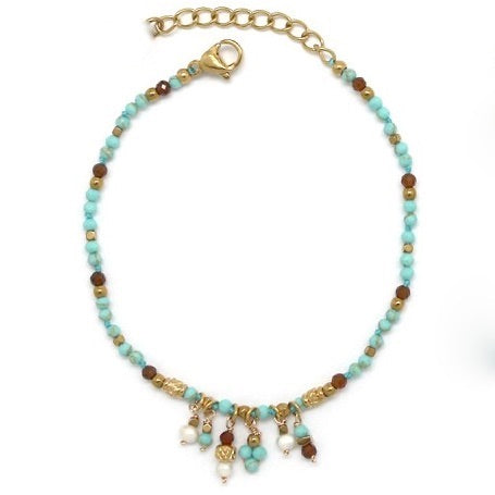Mini Stone Droplets Faceted Stone Bracelet - B4-018A