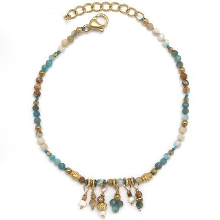 Mini Stone Droplets Faceted Stone Bracelet - B4-018B