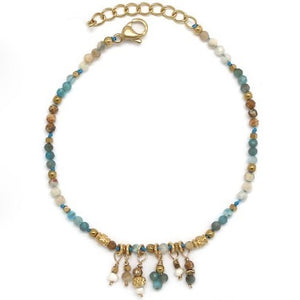 Mini Stone Droplets Faceted Stone Bracelet - B4-018B