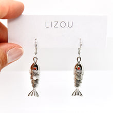 Load image into Gallery viewer, Articulated Gold Fish Silver Earrings - E4-267SL
