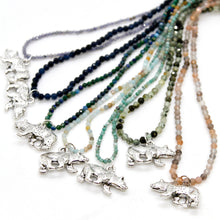 Load image into Gallery viewer, Silver Bear Mini Stone Gold Charm Necklace
