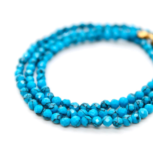Short Blue Turquoise Simple Stone Necklace - N9-200BT