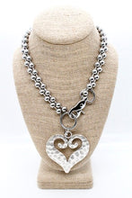 Load image into Gallery viewer, Open Heart Convertible Silver Chain Necklace
