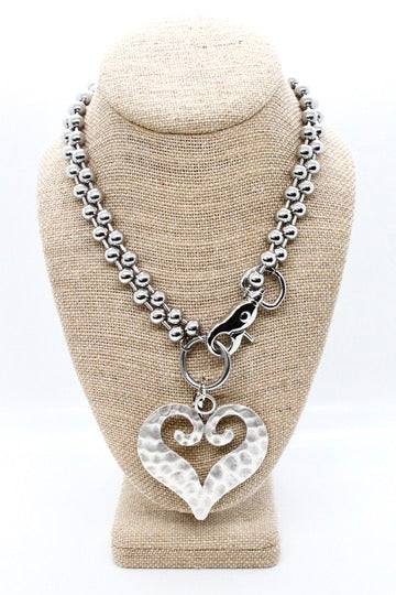 Open Heart Convertible Silver Chain Necklace