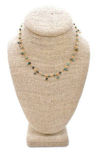 African Turquoise Short 24K Gold Plate Chain Necklace