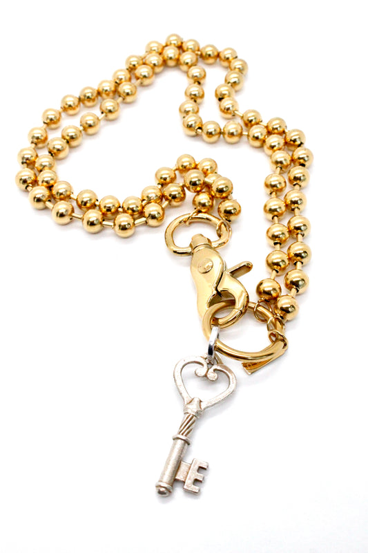 Silver Key Necklace to Wear Short or Long - N2-1008GD