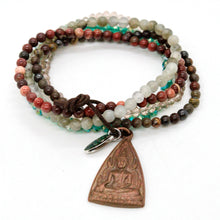 Load image into Gallery viewer, Semi Precious Stone Stretch Bracelet with Buddha Charm
