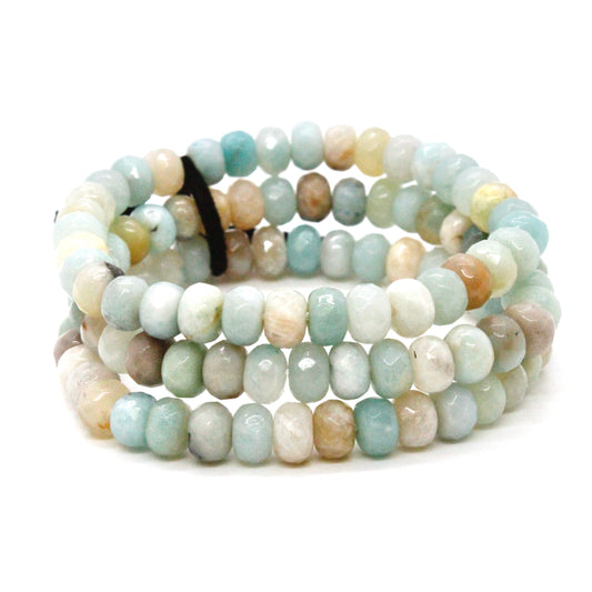 Faceted Amazonite Three Strand Bracelet -Stone Collection- BL-AZ1