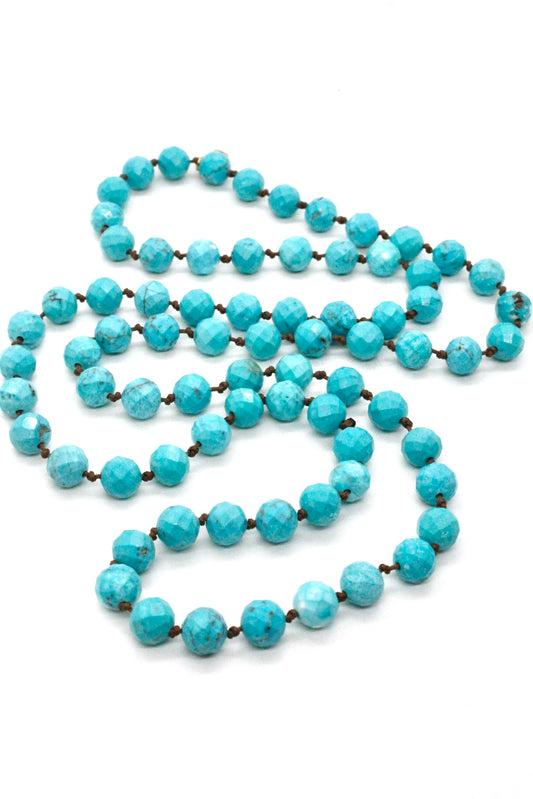 Round Faceted Turquoise Bead Necklace