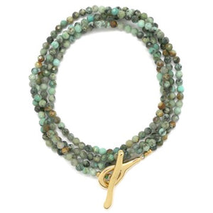 Luxury Faceted African Turquoise Stone Long Necklace - N2-2625