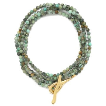 Luxury Faceted African Turquoise Stone Long Necklace - N2-2625