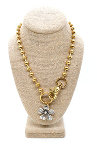 Dotted Flower Pendant Convertible Gold Chain Necklace