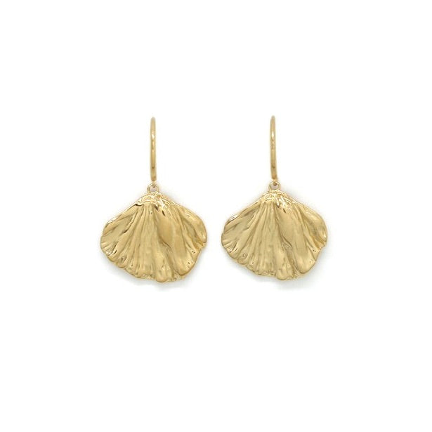 Small Gold Gingko Leaf Dangle Earrings - E4-297