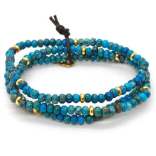 Load image into Gallery viewer, Lake Blue Jasper + Gold Bracelet Bundle
