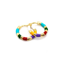 Load image into Gallery viewer, Enamel and Gold Huggie Earrings  - E4-459B
