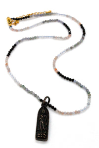 Mini Faceted Stone Buddha Short Necklace -The Buddha Collection-