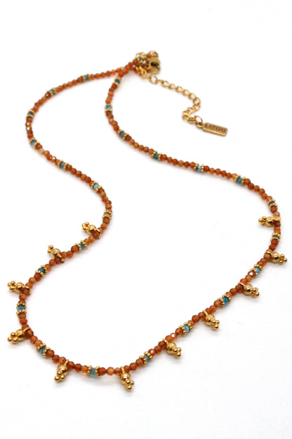 Short Mini Charm Orange Agate Necklace - N2-2611A