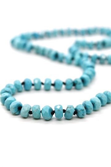 Hand-Knotted Short Faceted Turquoise Beaded Necklace - NLS-TQ2