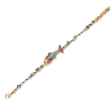 Load image into Gallery viewer, Braided Cord Enamel Fish Bracelet - B4-043B
