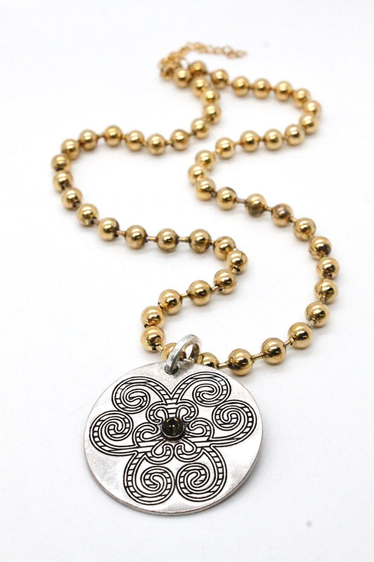 Single Gold Plate Ball Chain Necklace with Disc Charm N2-S065g -The Classics Collection-