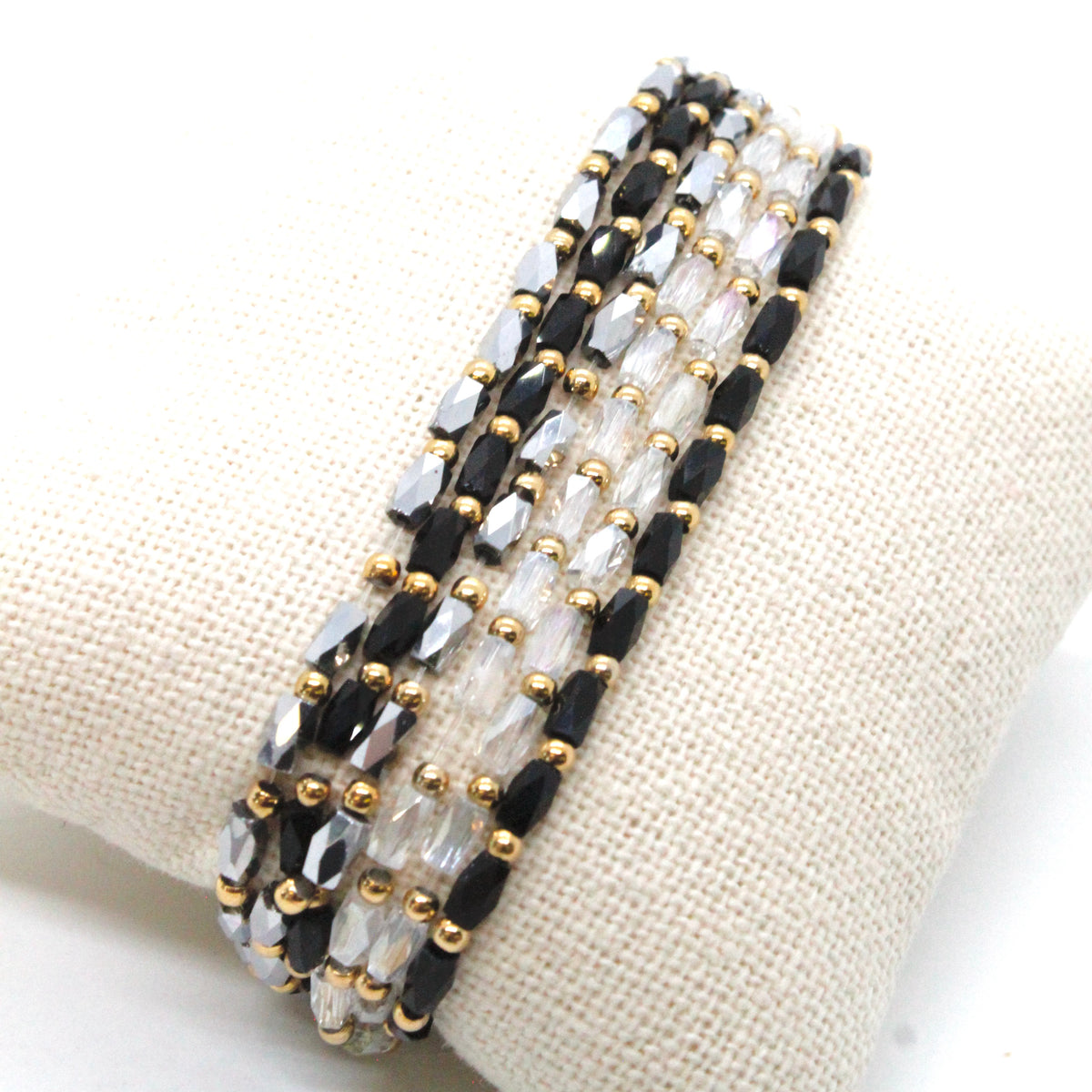 Glass and Gold Stackable Faceted Bracelet -French Flair Collection-