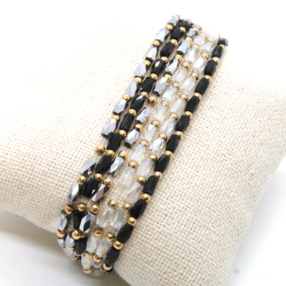 Glass and Gold Stackable Faceted Bracelet -French Flair Collection-