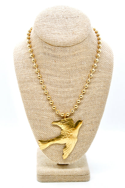 Flying Brass Bird Convertible Gold Chain Necklace