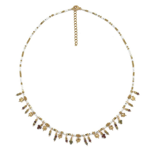 Mini Shamrock and Stone Necklace -  N2-2687